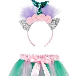 Mermaid Tutu and Head Band Kids Dance / Dress-up set